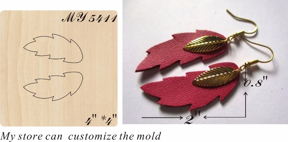 

Leaf earrings moulds die cut accessories wooden die Regola Acciaio Die Misura (MY )