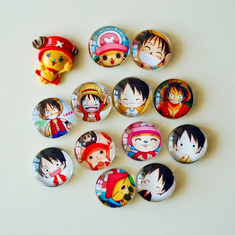 

(15 pieces a lot)ONE PIECE crystal glass 25mm fridge magnet