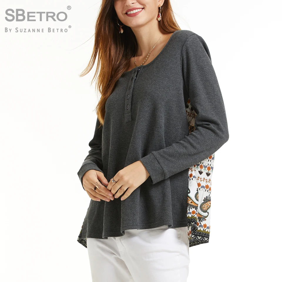 SBetro Женская трикотажная с принтом тканая задняя Шея Хенли женская Femme XXXL плюс