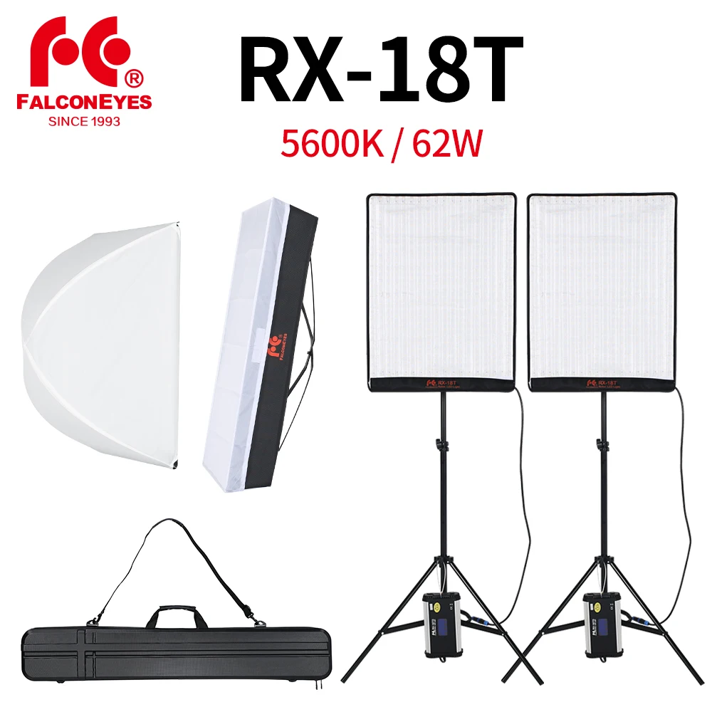 Falcon Eyes 2 шт. RX 18T 62 Вт Гибкая Светодиодная лампа для видеосъемки 504 рулонная