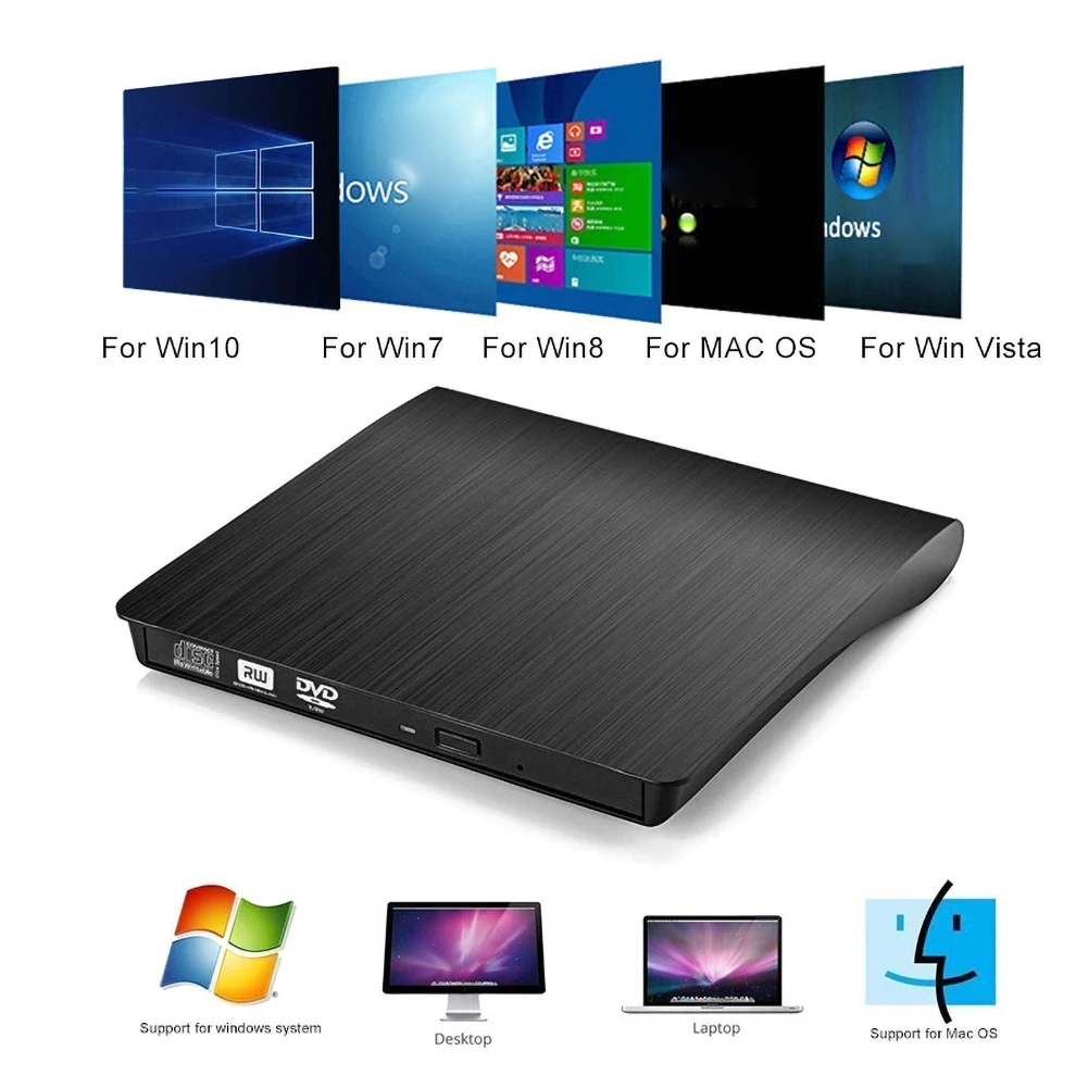 Внешний мобильный универсальный USB3.0 DVD CD rom плеер оптический драйвер для ПК ноутбук компьютер