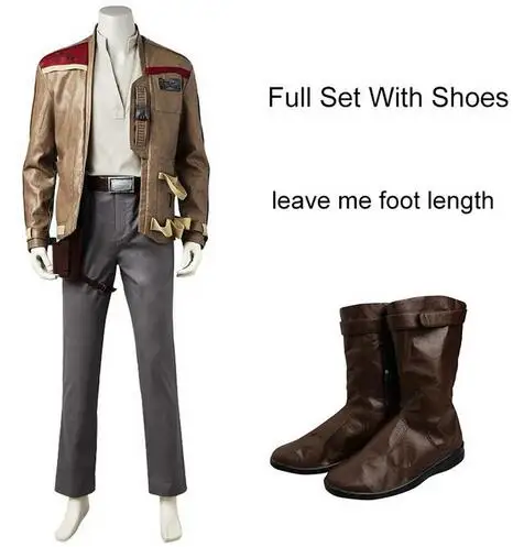 Costume with boots Звездные войны 8 Последний джедай Косплей Финн костюм куртка пальто для взрослых MenSuperhero Хэллоуин Карнавал Наряд обувь индивидуальный заказ - Цвет: Costume with boots
