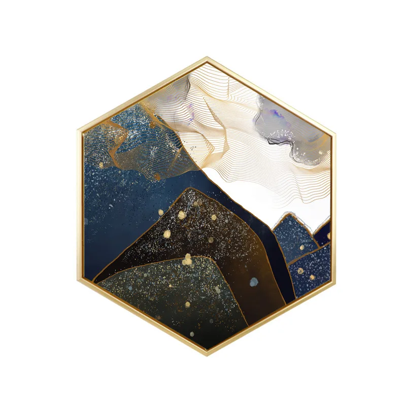 

Wall Decorative Hexagon Europe Abstract Style Entrance Painting Living Room Restaurant Bedroom Mountain Peak Paintings R650