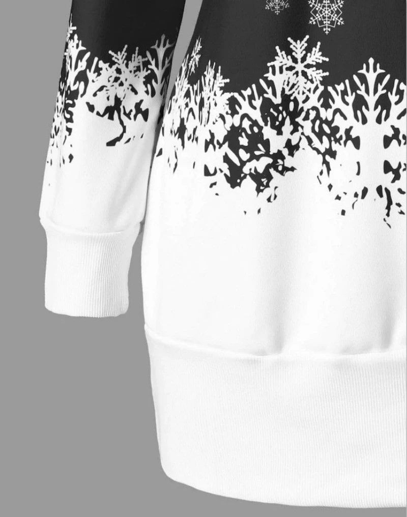 CANIS New Hot Fashion Ladies Women Christmas Autumn Winter Long Sleeve Xmas Pattern High Collar Mini Skirts Warm Clothes