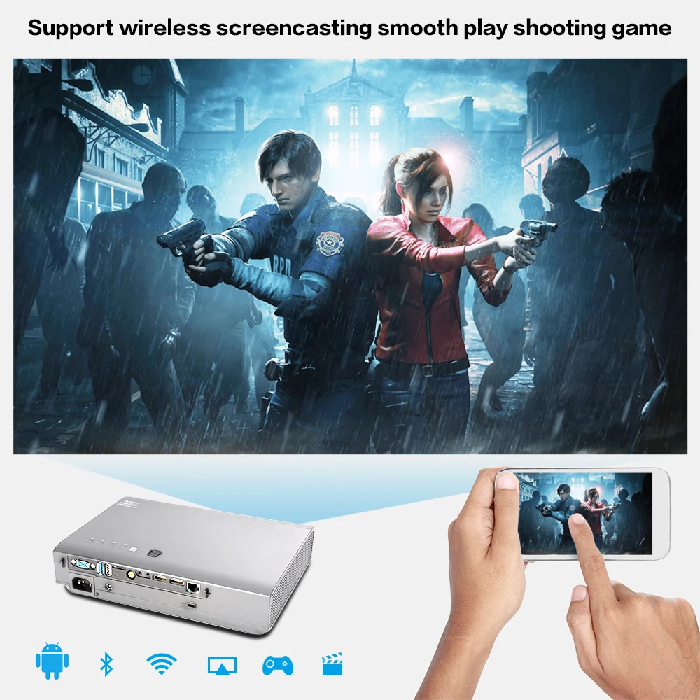 Crenova Проектор с лазерной очисткой для домашнего кинотеатра Full HD 1080P Android DLP 720P WIFI Bluetooth Beamer