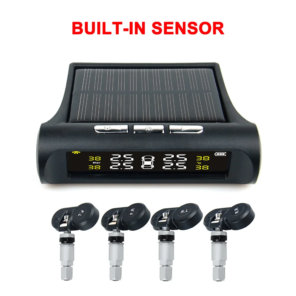 Internal Sensors VSTM Солнечная энергия USB TPMS система контроля давления в автомобильных шинах lcd 4 внешних/внутренних датчика для внедорожПредупреждение о температуре - Тип: Internal Sensors