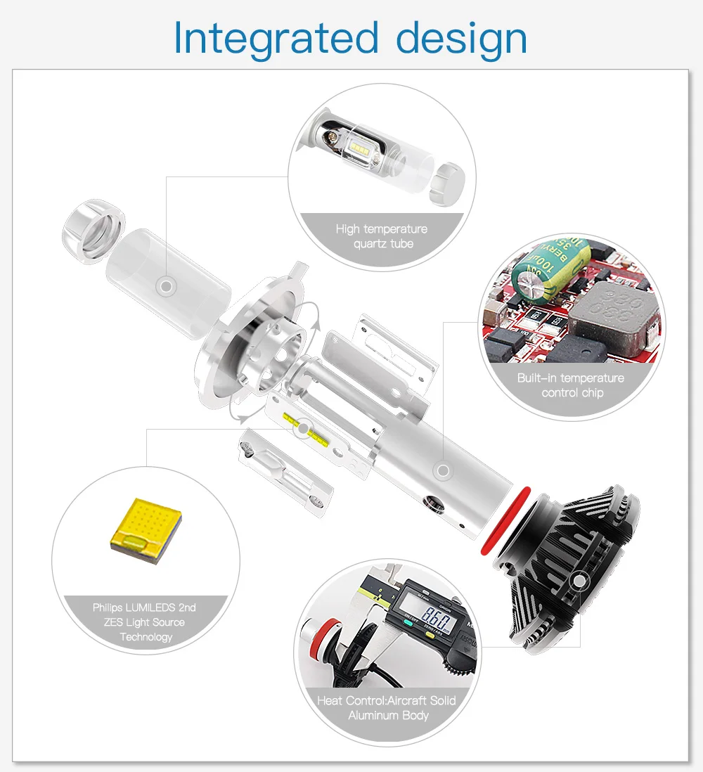 9007 HB5 зэс чипы светодиодный фар Hi/ближнего и дальнего света ламп Conversion Kit Фары DIY 3 цвета