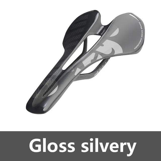 Silver Black Gloss Велосипедное седло 3K из углеродного волокна, Велосипедное Сиденье, дорожный MTB велосипед углерод, седло, матовое глянцевое красочная подушка, подушка - Цвет: Silver Black Gloss
