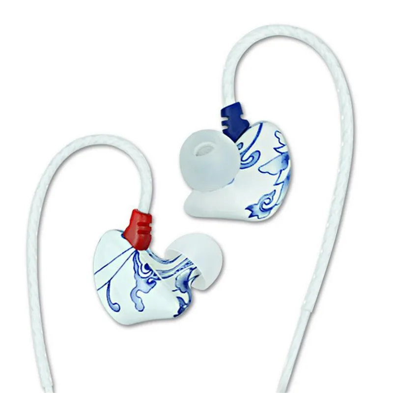 CHICLITS In-ear Earphones 3.5mm Stereo Music Universal Earplugs Blue and White Porcelain Wired Earbus For Computer Mobile Phone |