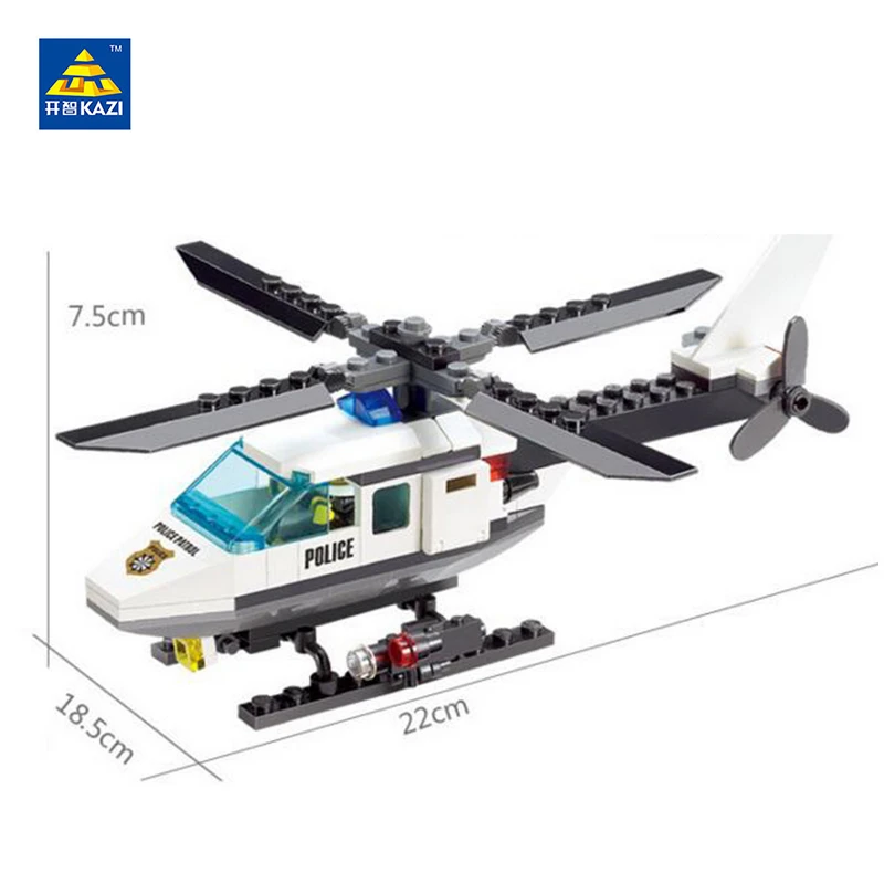 Модель Кази полиции набор строительных блоков вертолет лодка корабль автомобиль