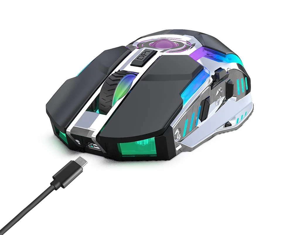 Zerodate T30 перезаряжаемая 2,4 ГГц Беспроводная мышь эргономичная RGB подсветка ноутбук мышь для ПК
