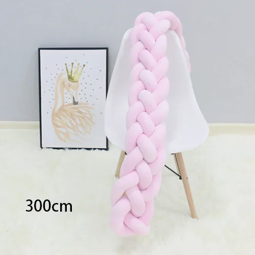 pink-300cm 100-300 см четырехслойная кровать бампер обхват промежность кроватка Детская комната Декор защита для кроватки Успокаивающая игрушка плетение узел для детского постельного белья - Цвет: pink-300cm