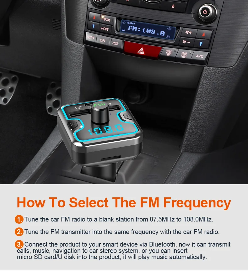 CDEN Автомобильный MP3 музыкальный плеер U диск музыка Bluetooth 5,0 приемник fm-передатчик usb type-c быстрое автомобильное зарядное устройство Автомобильный дыхательный свет