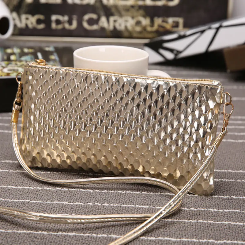 Модная женская мини сумка из искусственной кожи с узором для ногтей однотонная