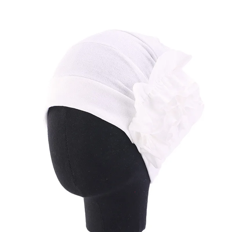 2019 мусульманские хлопковые Цветочные Эластичный Тюрбан с оборками шапки бини