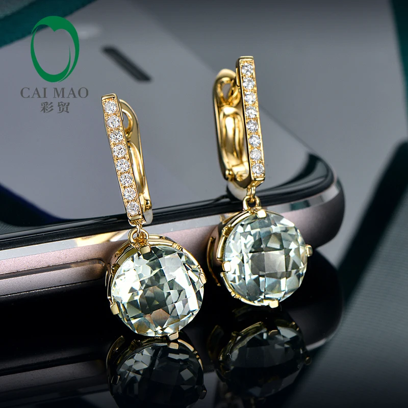 Caimao Jewelry 14KT Gold 8mm Round Cut 3.21ct Green Amethyst & 0.10ct Diamond Engagement Earrings
Caimao Jewelry 14KT Gold 8mm Round Cut 3.21ct Green Amethyst & 0.10ct Diamond Engagement Earrings