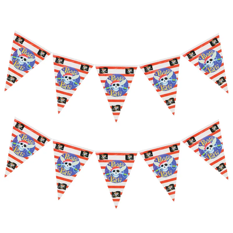 Banners -12pcs 1 Набор, красные пиратские вечерние одноразовые столовые приборы, набор тарелок, салфетки, баннер, коробка для конфет на день рождения, Детские вечерние принадлежности для декора - Цвет: Banners -12pcs