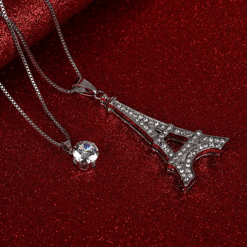 Модное Трендовое ожерелье с подвеской в виде Эйфелевой башни кристаллами AAA