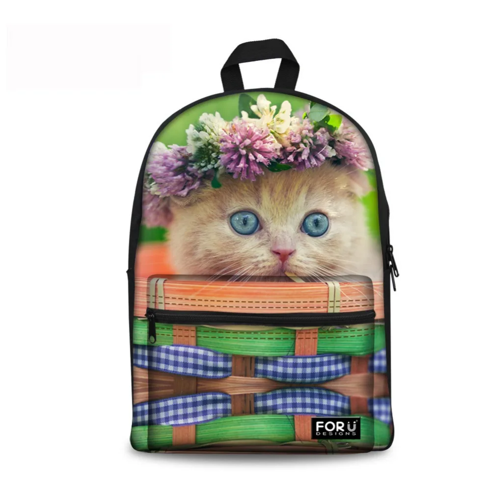 NoisyDesigns Boys Girls School Backpack lovely flower cat printing Mochila Rucksack bag for Teenage students Shoulder Bag |