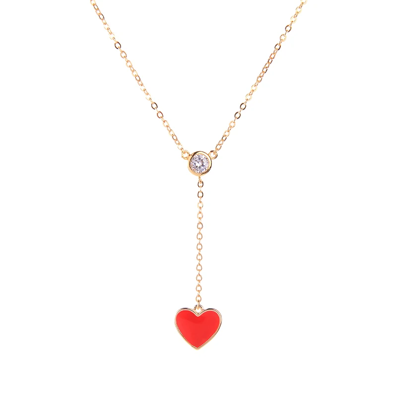 Эмаль сладкое сердце Серия короткое ожерелье Кристалл Регулируемые цепочки