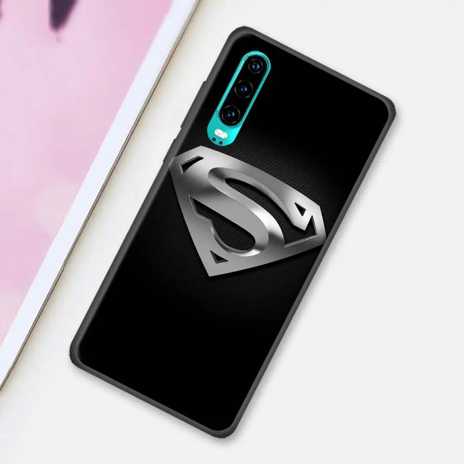Черный чехол с логотипом Marvel СУПЕРМЕНА для huawei P30 20 Pro P10 P20 P30 Lite mate 10 20 Lite P Smart Plus чехол