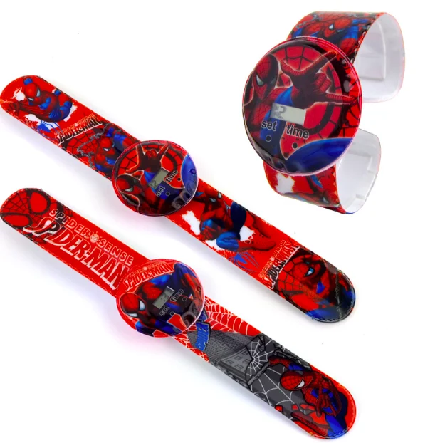 New Children Watch Cartoon Car Spider-man Ice Snow Princess Digital Watch Child Toy Patted Watch Birthday Gift Clock