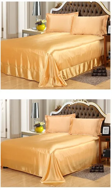 Комплект постельного белья золотистого цвета с пододеяльником Шелковый