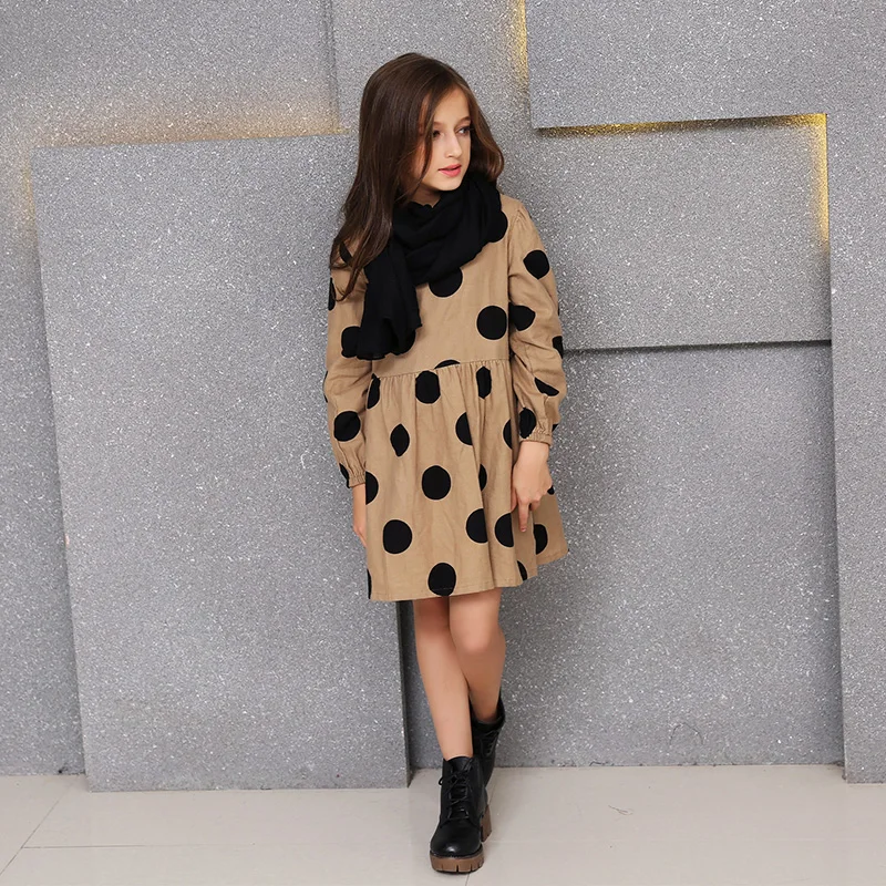 Autumn Dress Girl + Scarf Fall Girls Clothes Long Sleeve 2016 Robe Demoiselle D'honneur Fille Teenage Clothing | Детская одежда и