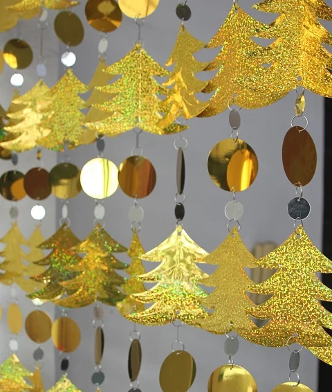 Gold DIY рождественские подарки, Рождественская елка, снежинка, украшение из блесток, украшение интерьера, украшение для дома, занавески, праздничные вечерние принадлежности - Цвет: Gold