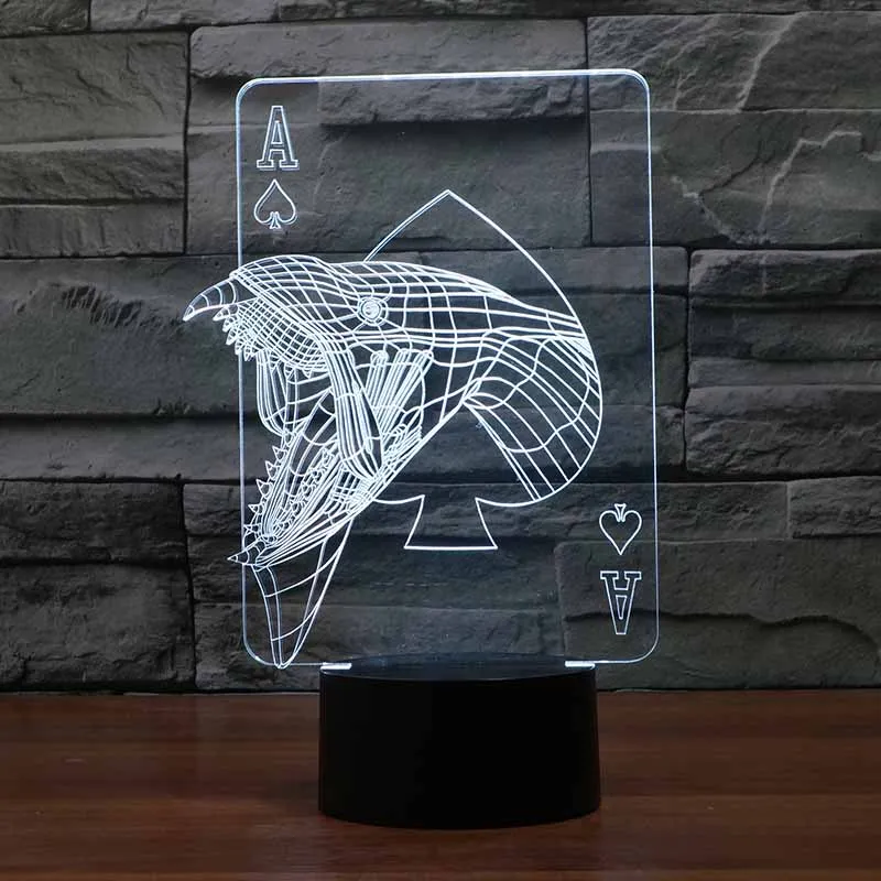 3D Визуальный ночник для спальни казино покера монстра настольная лампа USB 7