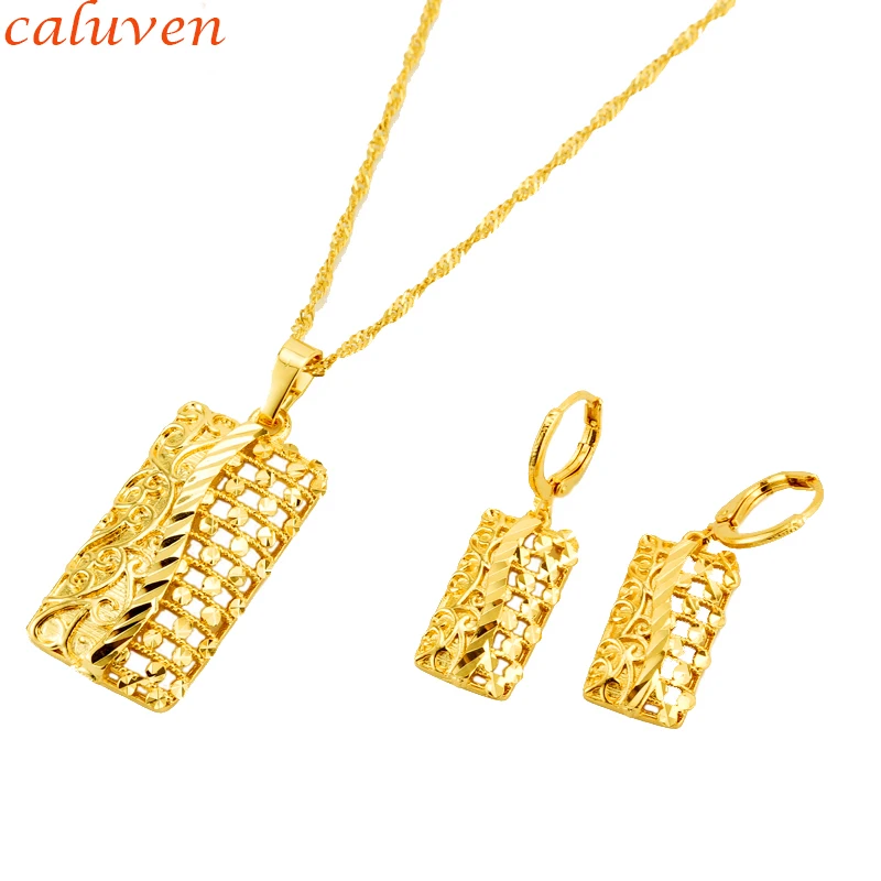 Комплект женских ювелирных украшений золотистого цвета ожерелье/серьги|set