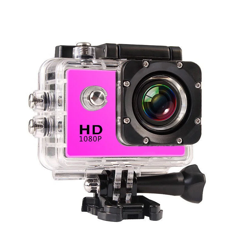 1080 P HD Спорт на открытом воздухе экшн мини Go Pro камера Водонепроницаемая Full lcd DV экран водостойкая видеокамера для наблюдения - Цвет: Pink