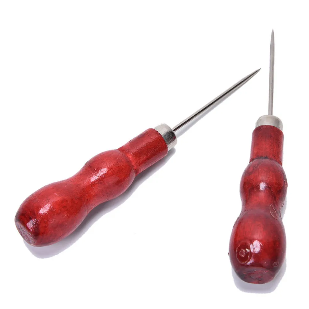 1 шт. Профессиональные Кожаные шило инструменты с деревянной ручкой для