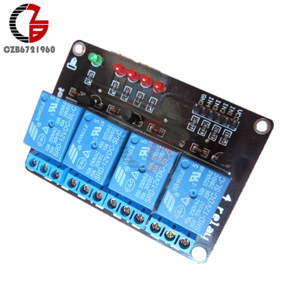 4 Канальный Релейный Модуль 12 В для Arduino PIC AVR DSP ARM MSP430|channel relay|4 relay module 12v12v |