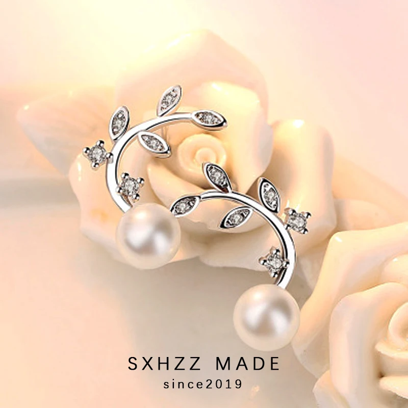 SXHZZ корейские жемчужные серьги изящные серьги-гвоздики белый круглый жемчуг