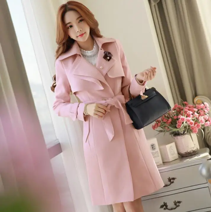 

Розовая Мода 2020, тонкое двубортное пальто для женщин, пальто, женская длинная одежда, casaco sobretudo feminino