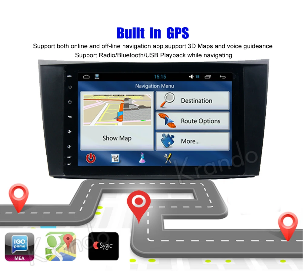 Автомобильный радиоприемник Krando Android 8 0 дюймов 32 Гб ROM для BENZ E CLASS W211 2002 2009 gps