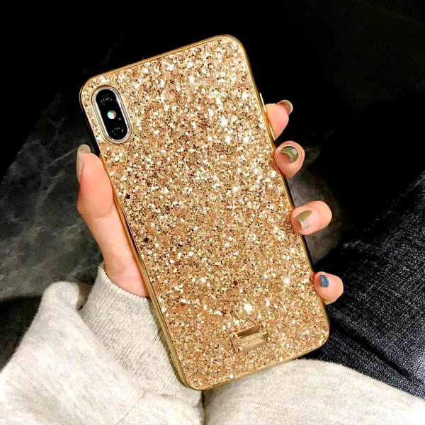 Gold Чехол для iphone 6, 6 S, 7, 8 Plus, чехол, роскошный бренд, блестящий сверкающий Мягкий чехол из ТПУ для iphone X, XR, XS, Max, стразы, задняя крышка, чехол - Цвет: Gold