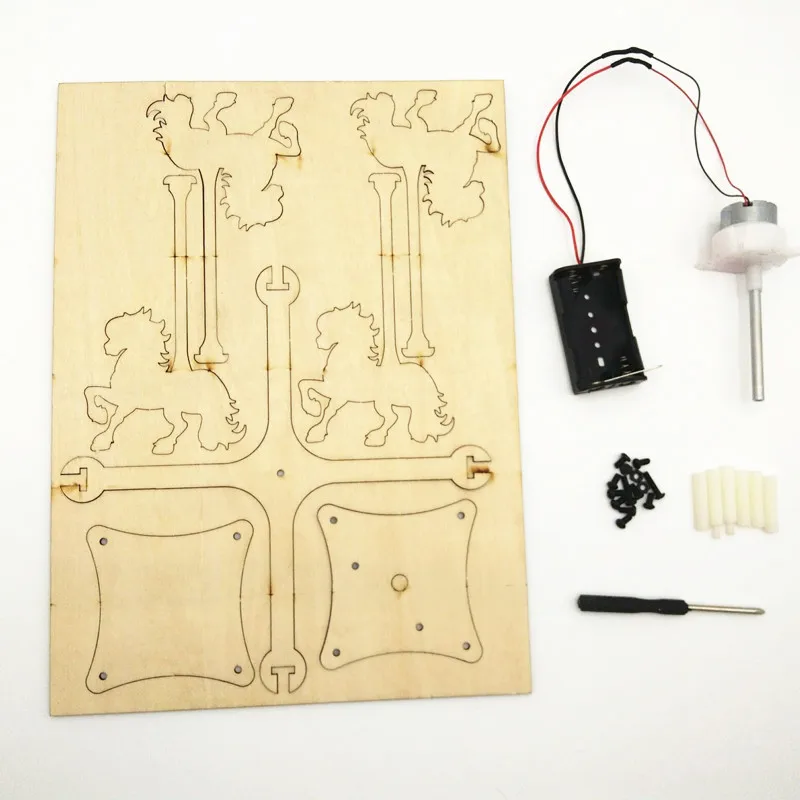 Happyxuan DIY изобретения набор для детей самодельная электрическая карусель лошадь