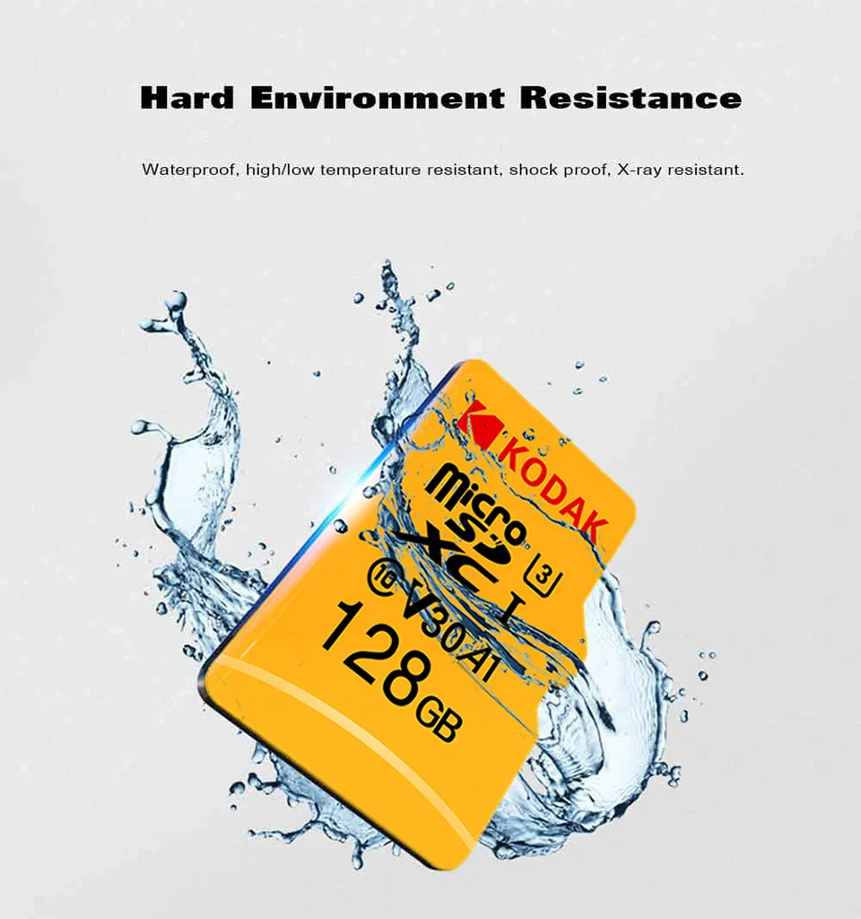 Kodak высокоскоростная карта Micro SD 32 Гб 64 Гб класс 10 U3 4K карта памяти 128 ГБ карта флэш-памяти mecard Micro sd kart