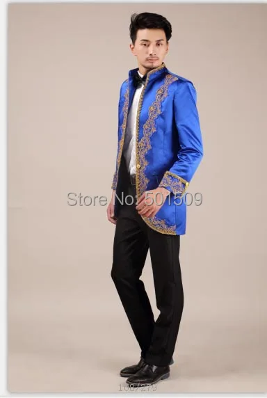 Бесплатная доставка Костюм Принца Вильям синий цвет вышивка Женский костюм