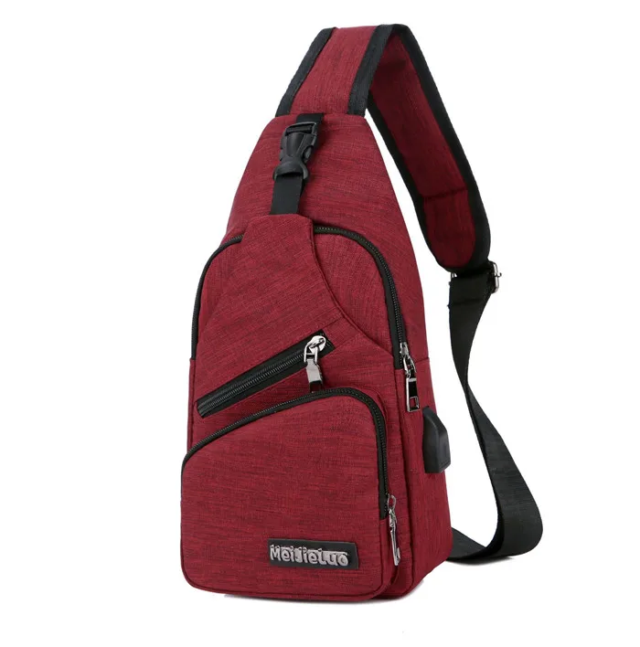 Red bag Нагрудные сумки, зарядка через usb, 9 цветов, мужские сумки через плечо, разъем для наушников, дизайнерская сумка-мессенджер, Оксфорд, сумка на плечо, диагональная посылка, для путешествий - Цвет: Red bag