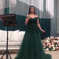 superkimjo prom dresses green off the shoulder beaded sequins tulle floor length evening gowns arabic 2019