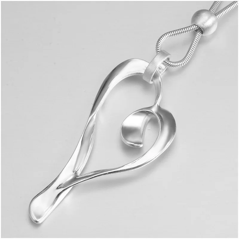 HONGYE простой романтичный серебристый цвет ожерелье уникальный рисунок сердце