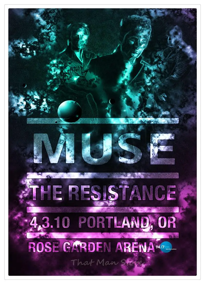 Muse Music Art Ретро Рок музыка ностальгия белая крафт-бумага декоративная живопись плакаты Наклейка на стену 42*30 см