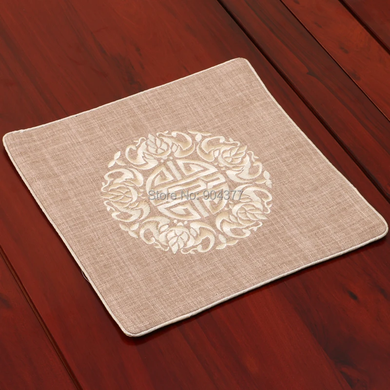Изысканная вышивка Joyous Placemats квадратная Высококачественная льняная хлопковая Мода в китайском стиле обеденный стол защитные западные Подставки Под Еду