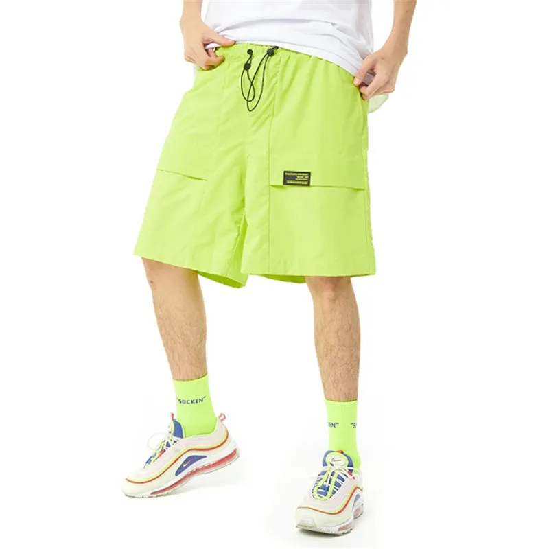 Fluo Neon Green Asymmetry Cool Summer Board Shorts Lightweight Skin | Мужская одежда