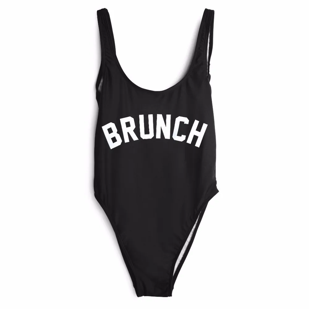 

Women Fashion Clothing Jumpsuit BRUNCH Letter print one piece Swimwear Bodysuit low back suits jumpsuit free shipping
