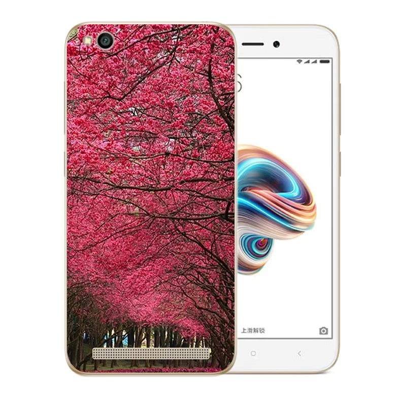 5 0 дюйма для Redmi 5A чехол телефона Xiaomi задняя крышка с цветком прозрачный тонкий