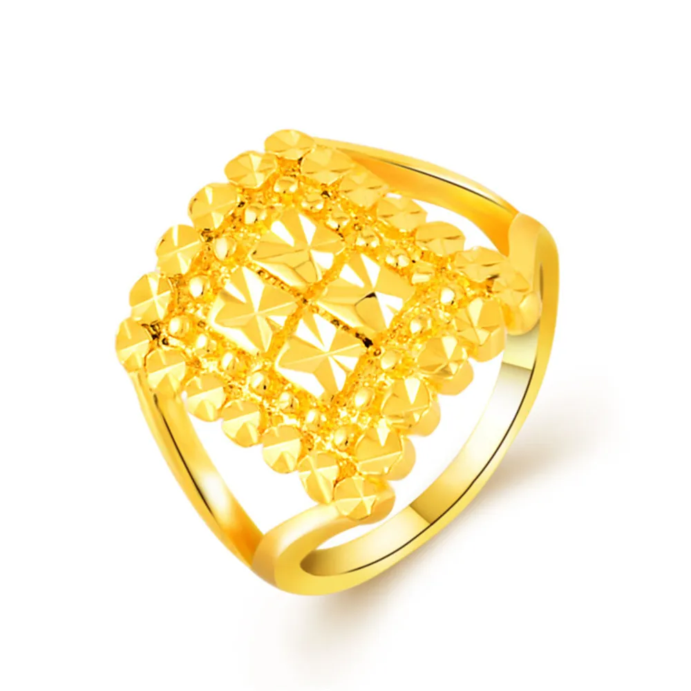 Classic Cool Retro Square shaped Gold Color Ring Vintage Women 24k Charms Bague Anel Jewelry Accessories 585 Femme Gifts | Украшения и